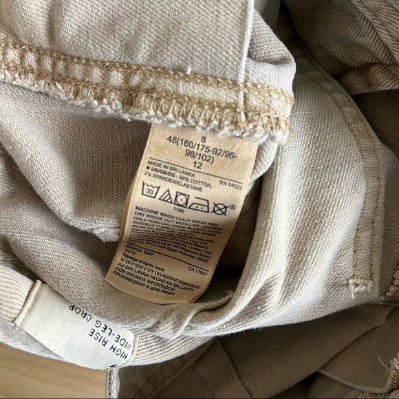 GAP sz 8 Khaki High Rise Crop Wide Leg Cotton - Picture 4 of 7